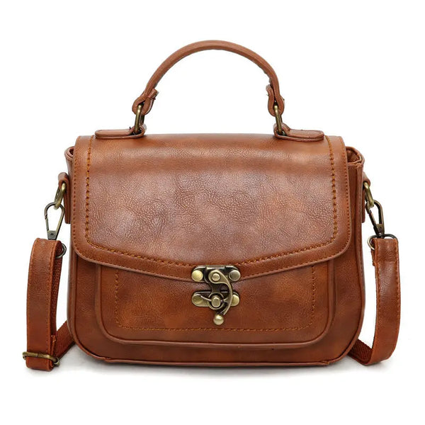 Sac à main vintage à bandoulière en cuir marron
