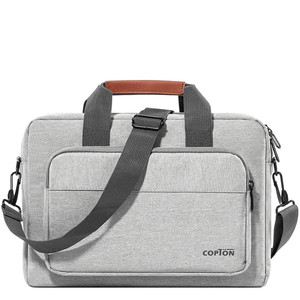 Sac ordinateur en tissu avec bandoulière gris clair