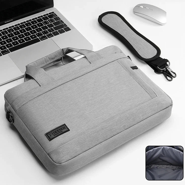 Sac ordinateur en tissu résistant et imperméable gris clair