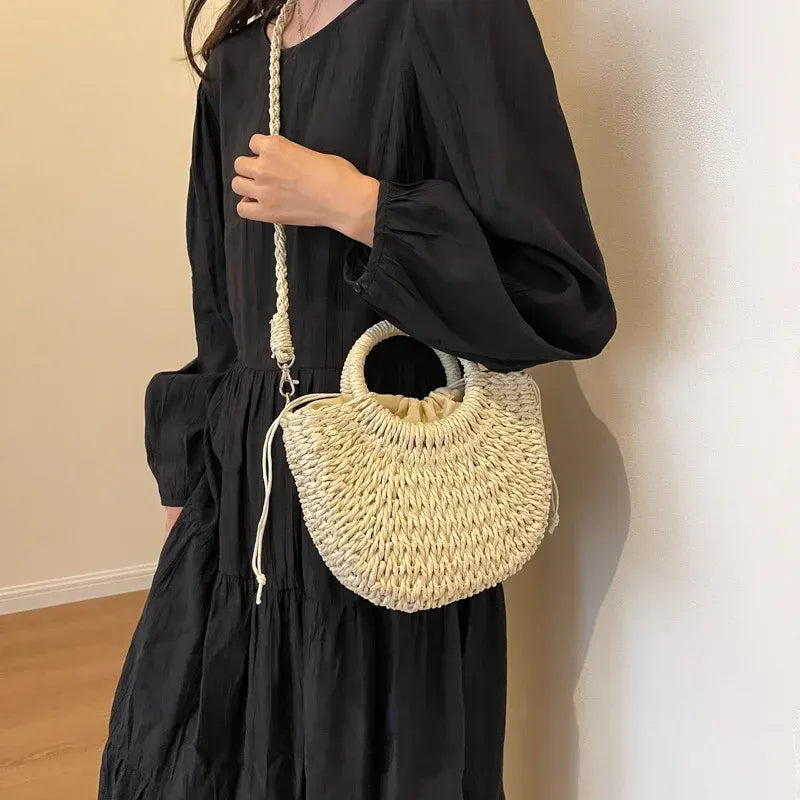 Sac en paille bandoulière femme