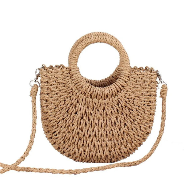 Sac en paille bandoulière marron clair
