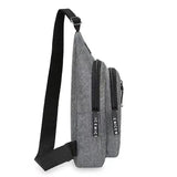 Sac de poitrine à bandoulière gris de côté