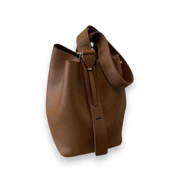 Sac seau bandoulière femme marron