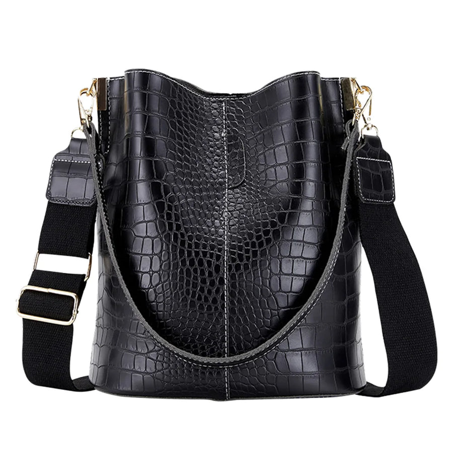 Sac seau en cuir noir