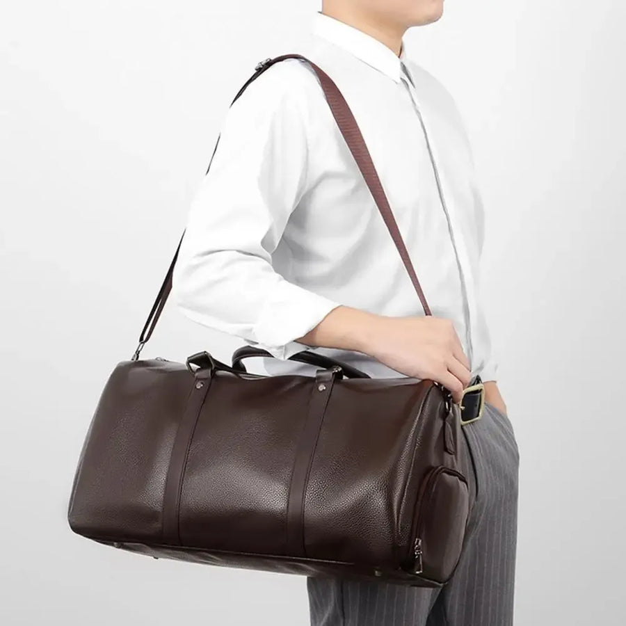 Sac de voyage bandoulière vintage marron homme