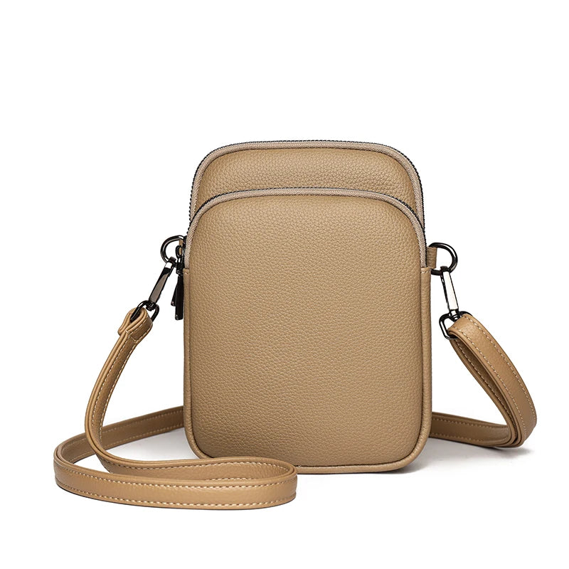Sacoche bandoulière en cuir femme marron clair