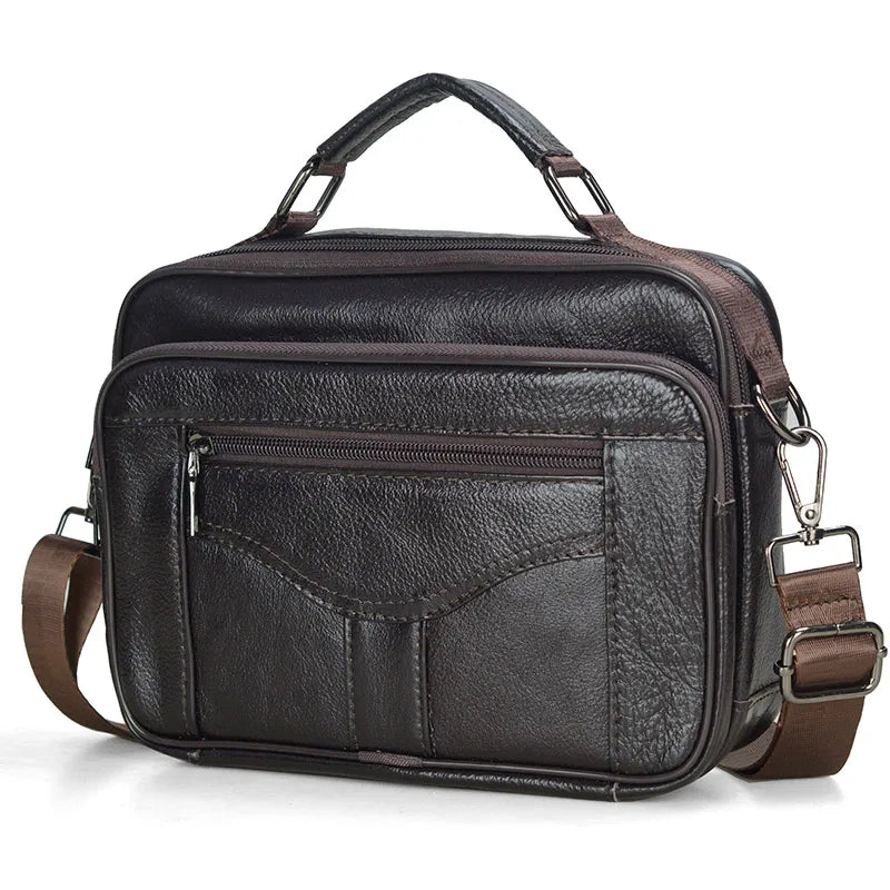 Sacoche bandoulière en cuir homme marron foncé