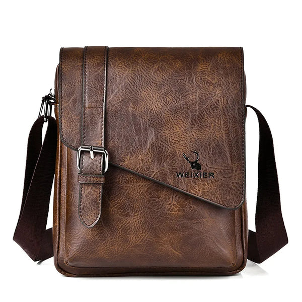 Sacoche en cuir style rétro marron foncé