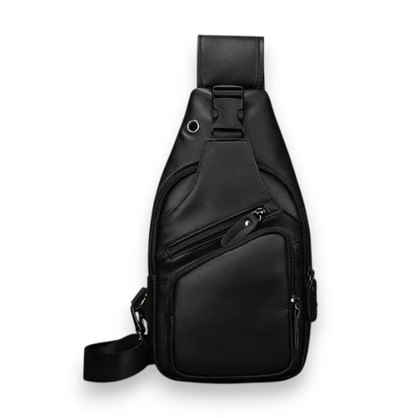 Sacoche en cuir de vache pour homme noire
