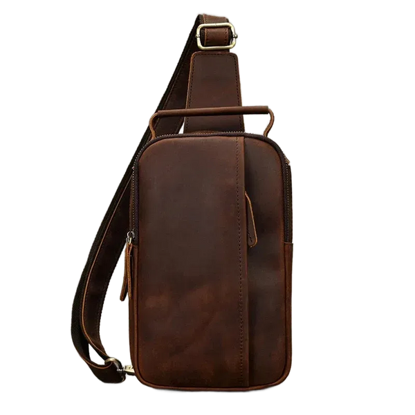 Sacoche pour homme en cuir véritable marron