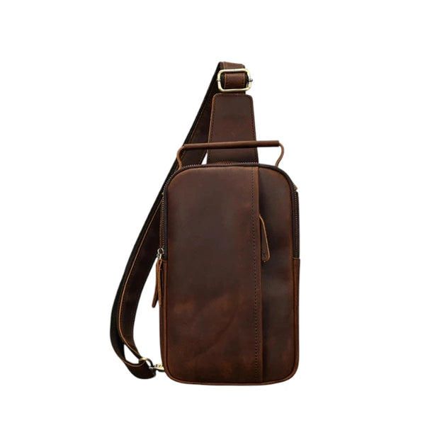 Sacoche pour homme en cuir véritable marron