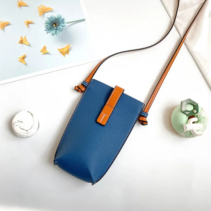Sacoche téléphone portable femme bleu