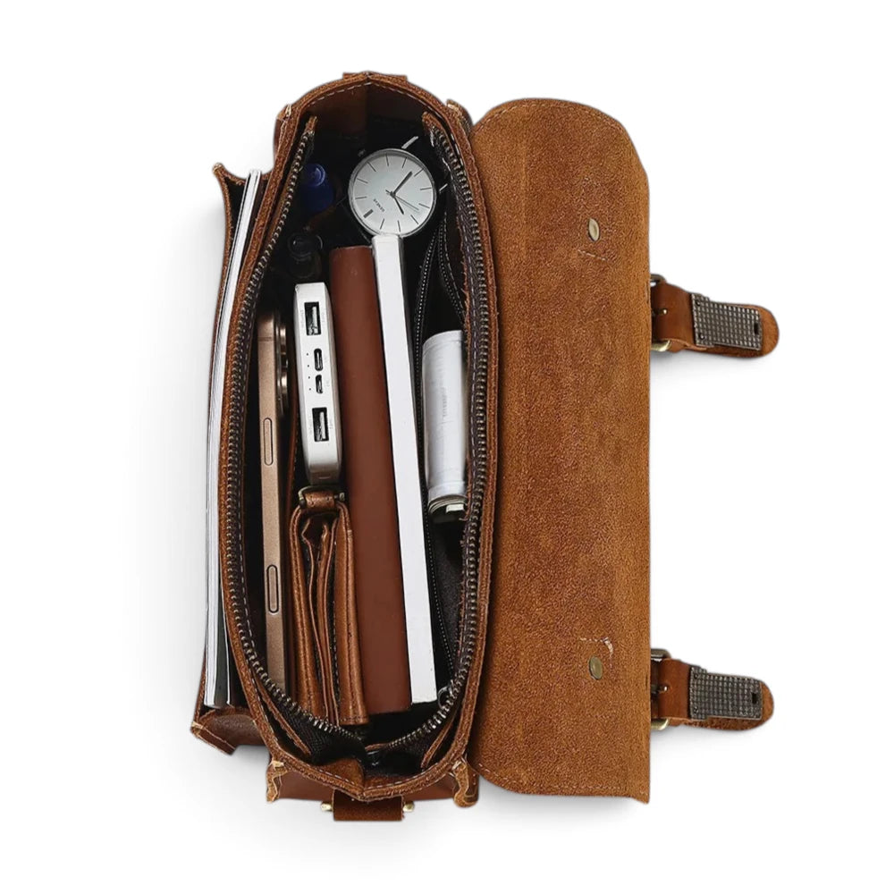 Besace en cuir homme vintage intérieur rempli