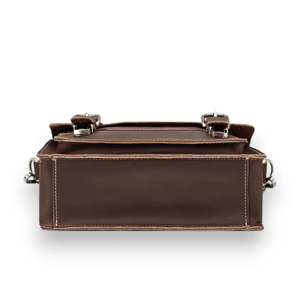 Besace en cuir homme vintage marron dessous