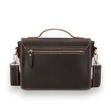 Besace en cuir homme vintage marron foncé de dos