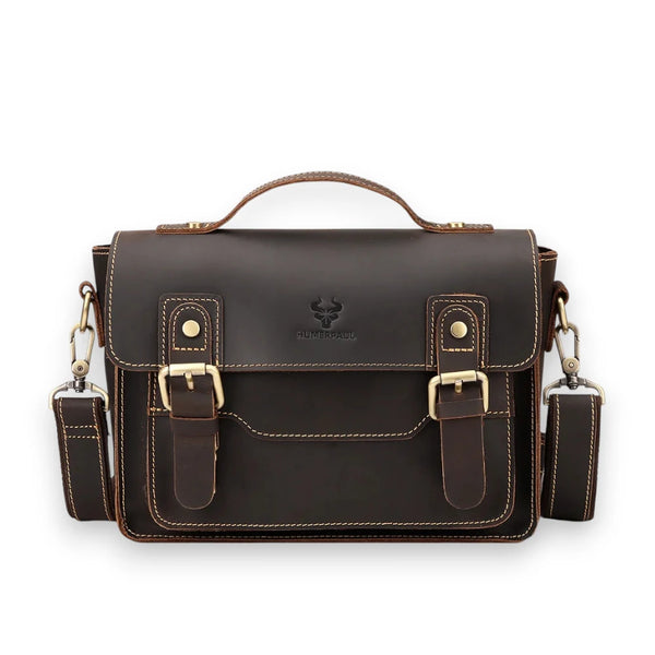 Besace en cuir homme vintage marron marron foncé