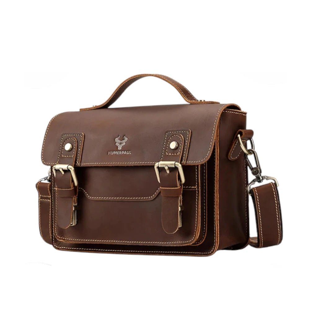 Besace en cuir homme vintage de trois quarts