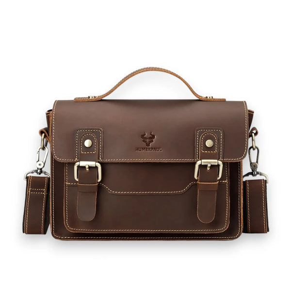 Besace en cuir homme vintage marron