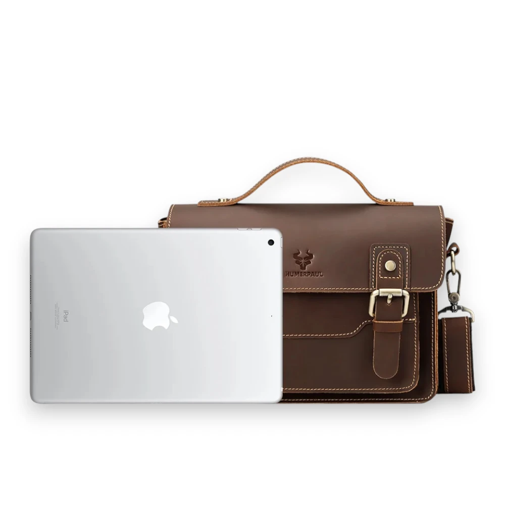 Besace en cuir homme vintage tablette