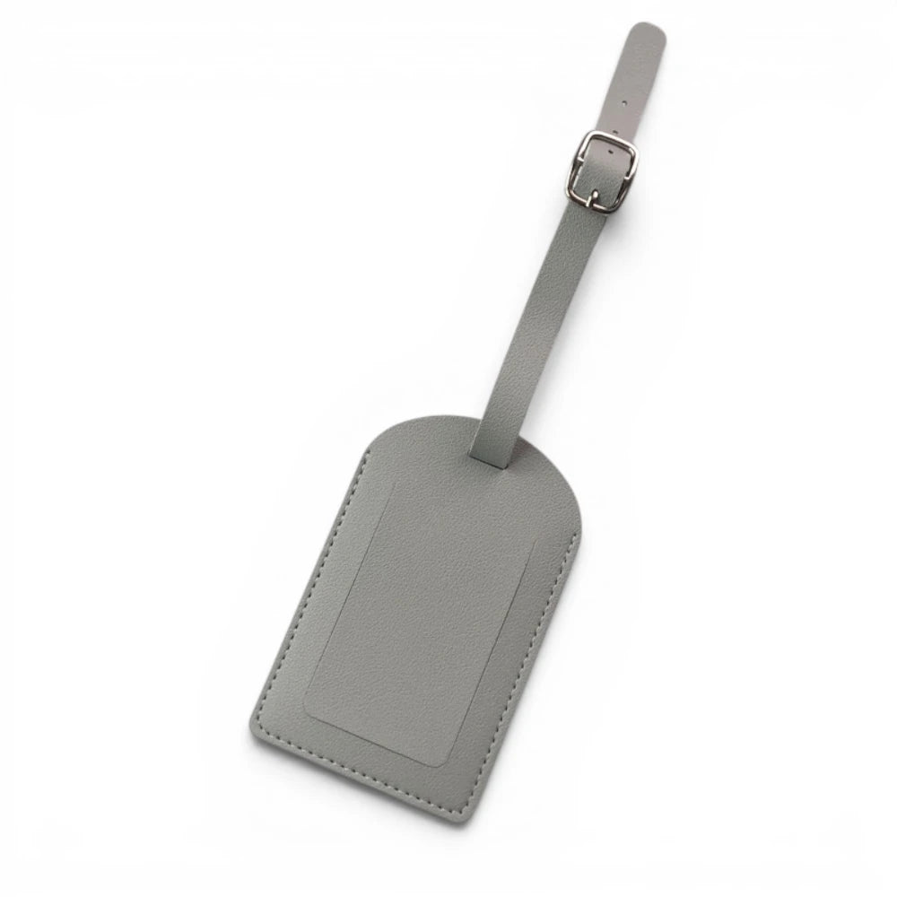Étiquette de bagage en simili cuir gris