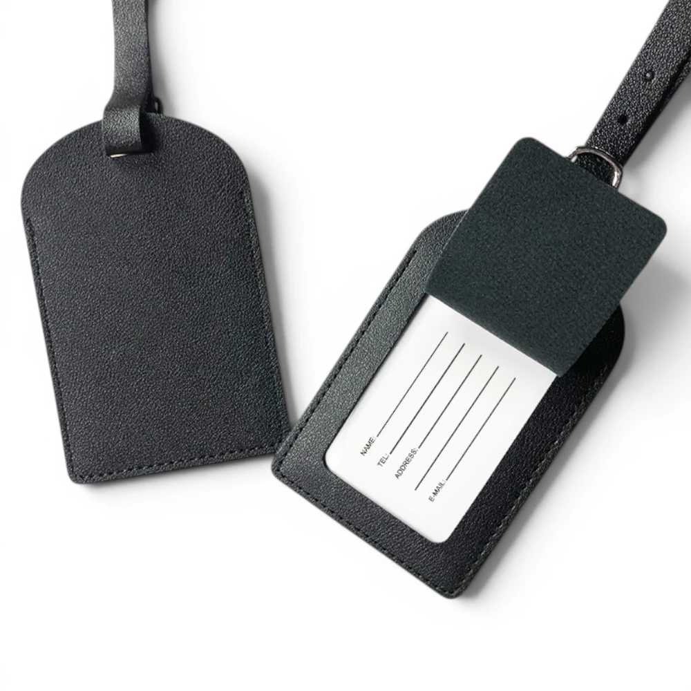 Étiquette de bagage en simili cuir infos personnelles