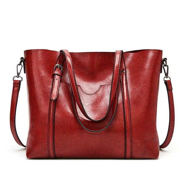 Grand sac à main bandoulière en cuir rouge