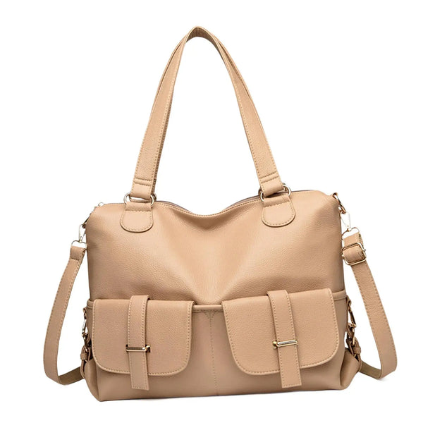Grand sac à main bandoulière femme marron clair