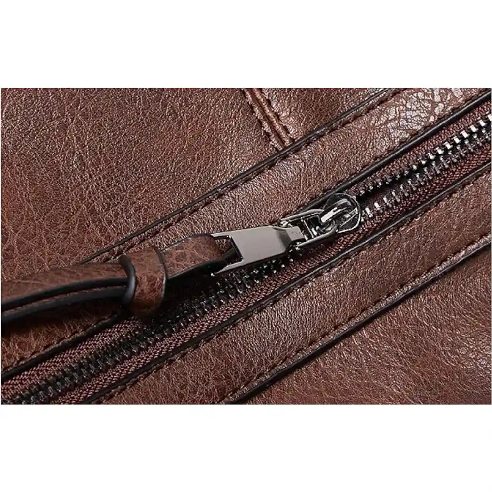 grand sac bandoulière cuir élégant marron foncé fermeture