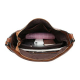 Grand sac bandoulière pour femme en cuir marron rempli