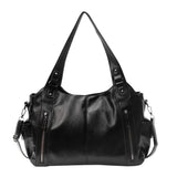 Grand sac à main souple noir en simili cuir, vue de face