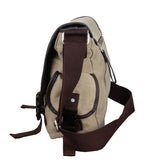 Grand sac messager homme beige, vue de profil
