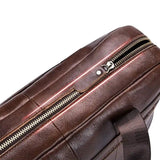 Sac ordinateur Le Sac Bandoulière en cuir véritable marron avec fermeture éclair robuste pour PC 14 pouces