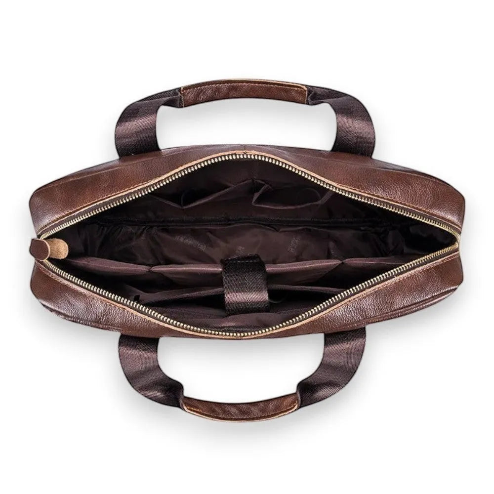 Sac ordinateur Le Sac Bandoulière en cuir marron avec compartiments intérieurs organisés pour PC 14 pouces