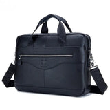 Sac ordinateur Le Sac Bandoulière en cuir noir grainé, format 14 pouces avec bandoulière et poches zippées business