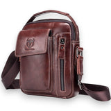 Sacoche homme Le Sac Bandoulière en cuir véritable marron avec poches zippées et bandoulière réglable