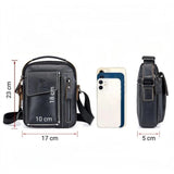Sacoche Le Sac Bandoulière en cuir noir compacte avec dimensions et compartiments pour téléphone et accessoires