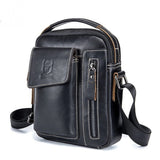 Sacoche homme Le Sac Bandoulière en cuir noir véritable avec poches zippées et bandoulière réglable