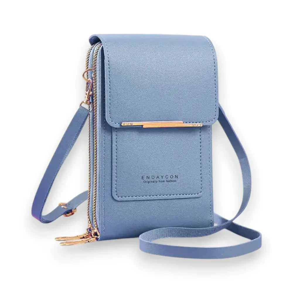 Mini sac bandoulière pour téléphone et cartes bleu