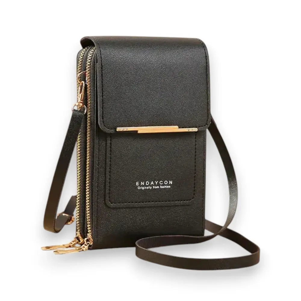 Mini sac bandoulière pour téléphone et cartes noir