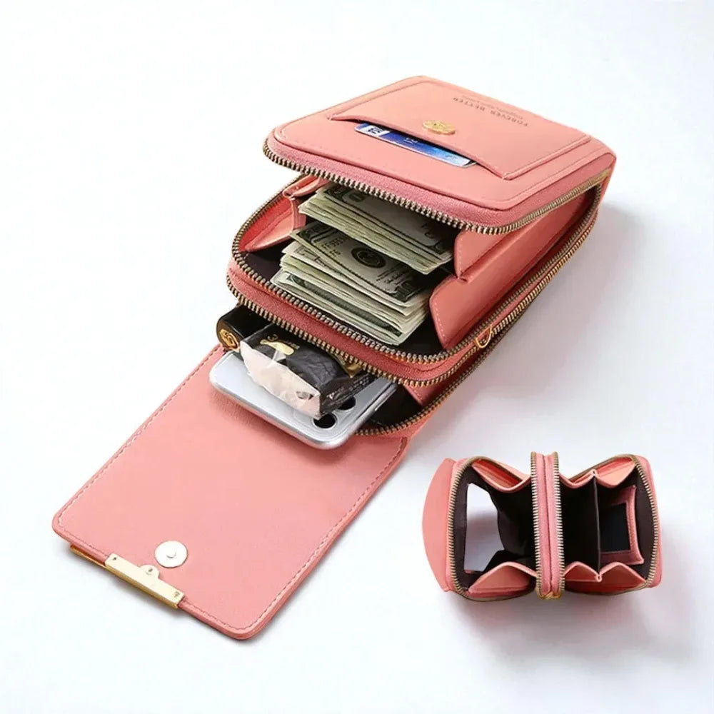 Mini sac bandoulière pour téléphone et cartes rempli