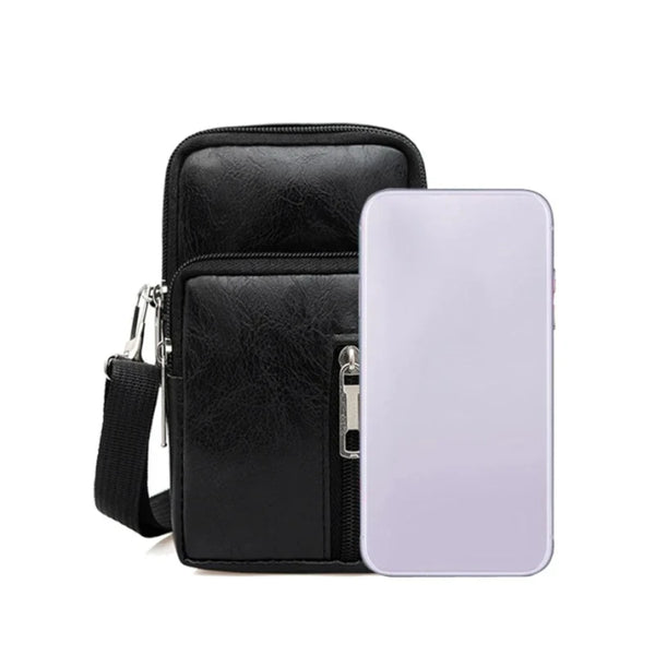 mini sacoche bandoulière homme noire téléphone