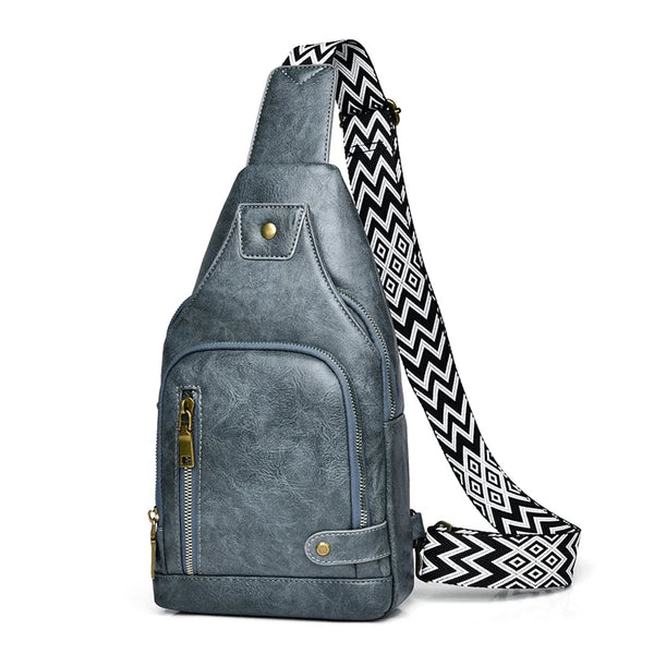 Petit sac à dos bandoulière en cuir bleu