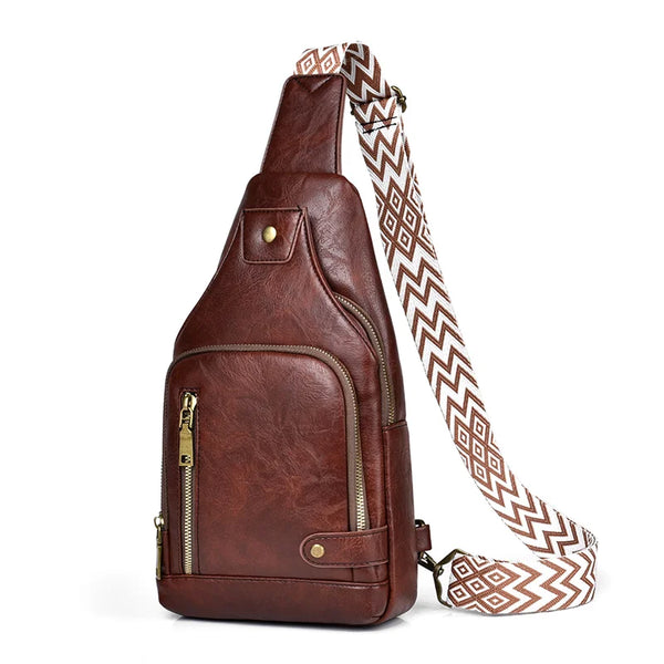 Petit sac à dos bandoulière en cuir marron foncé