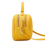 Petit sac à main bandoulière cuir jaune de côté