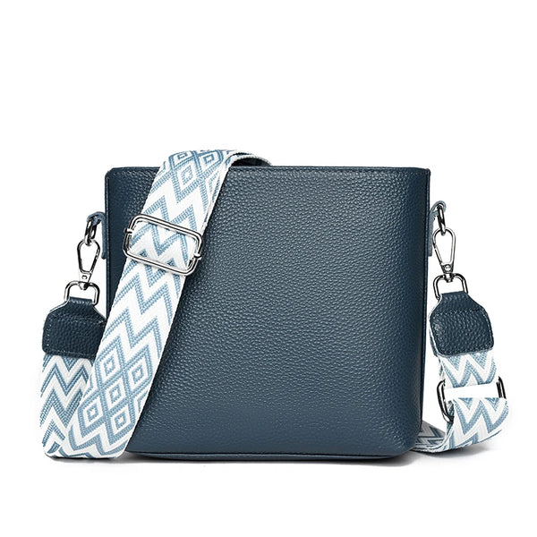 Petit sac bandoulière cuir femme bleu