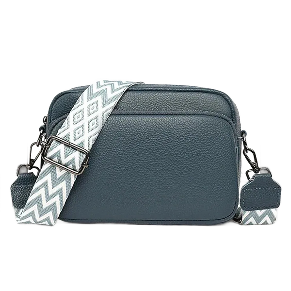 Petit sac bandoulière en cuir véritable bleu pour femme