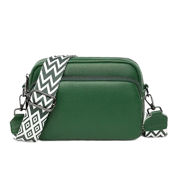 Petit sac bandoulière en cuir véritable vert pour femme
