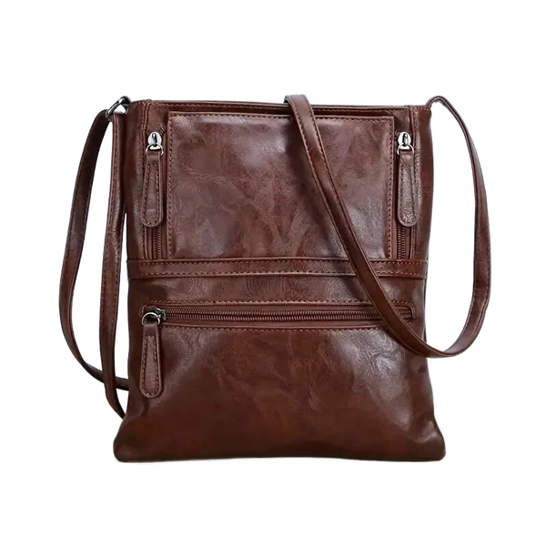 Petit sac en cuir bandoulière femme marron foncé