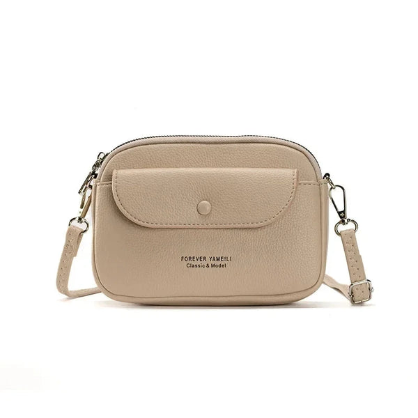 Petit sac en cuir bandoulière pour femme beige