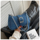Petit sac à main à chaine en jean bleu